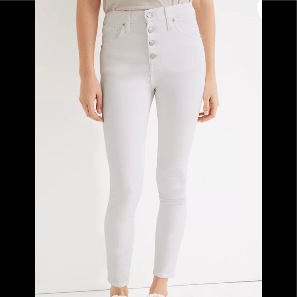Madewell 10" High-Rise Skinny Crop Jeans in Pure White: Button-Front Edition NWT